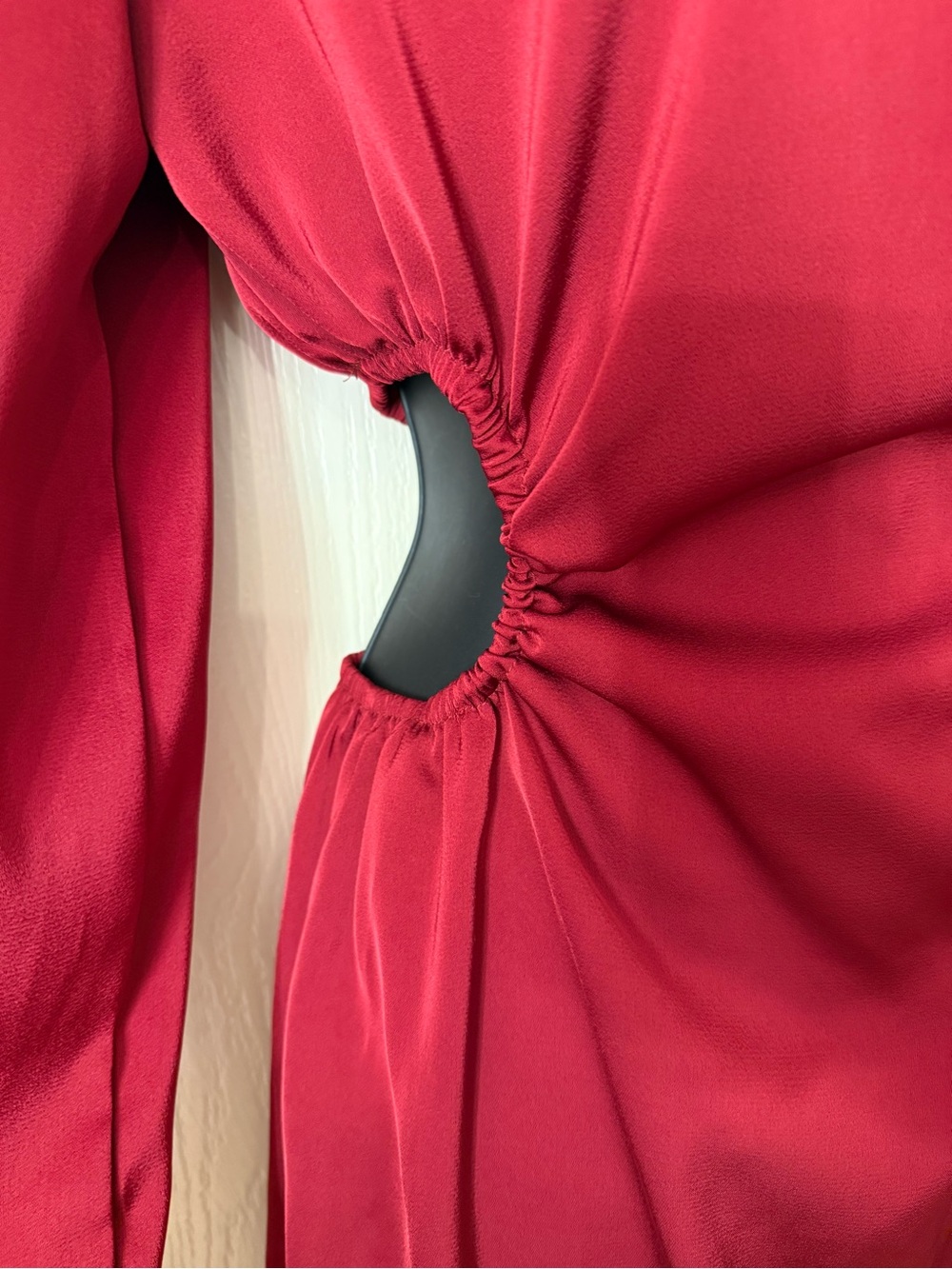 SHEIN Wine Red Long-Sleeve Side Cutout Mini Dress - Picture 3 of 5